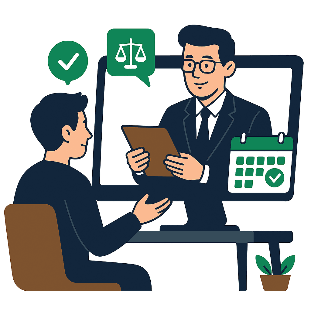 Prawnik doradzający klientowi podczas konsultacji prawnej online w Advoo